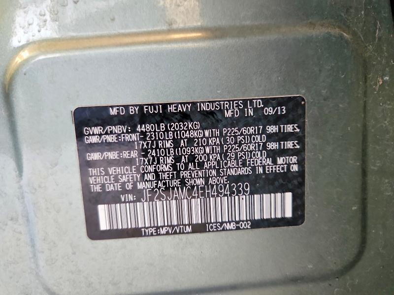 2014 Subaru Forester მანქანა იყიდება აუქციონზე, vin: JF2SJAMC4EH494339, აუქციონის ნომერი: 51621196
