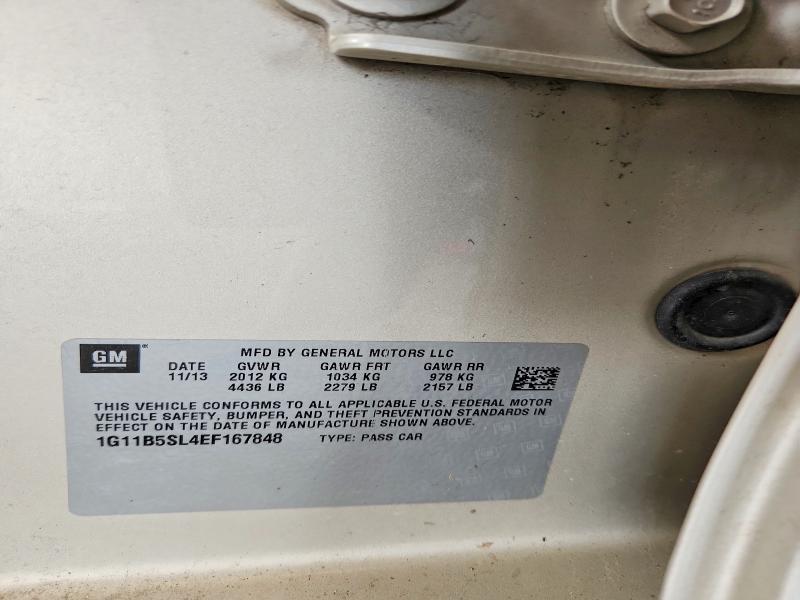 52030916 :رقم المزاد ، 1G11B5SL4EF167848 vin ، 2014 Chevrolet Malibu مزاد بيع
