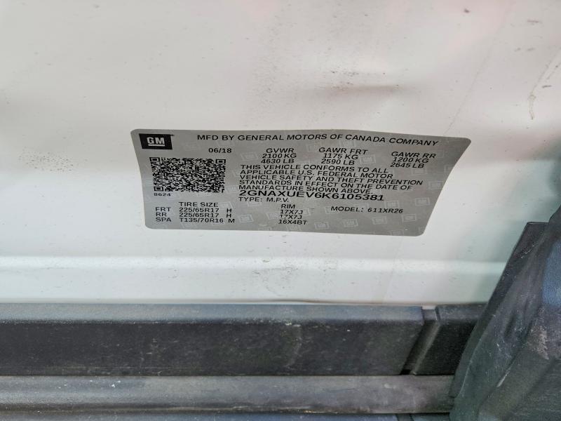 47811426 :رقم المزاد ، 2GNAXUEV6K6105381 vin ، 2019 Chevrolet Equinox مزاد بيع