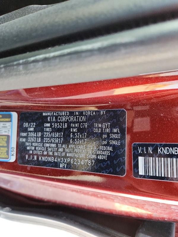 Продаж на аукціоні авто 2023 Kia Carnival, vin: KNDNB4H3XP6234787, номер лоту: 50443226