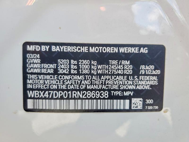 48172886 :رقم المزاد ، WBX47DP01RN286938 vin ، 2024 Bmw X3 مزاد بيع