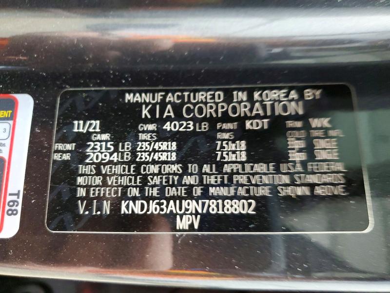 51333956 :رقم المزاد ، KNDJ63AU9N7818802 vin ، 2022 Kia Soul مزاد بيع