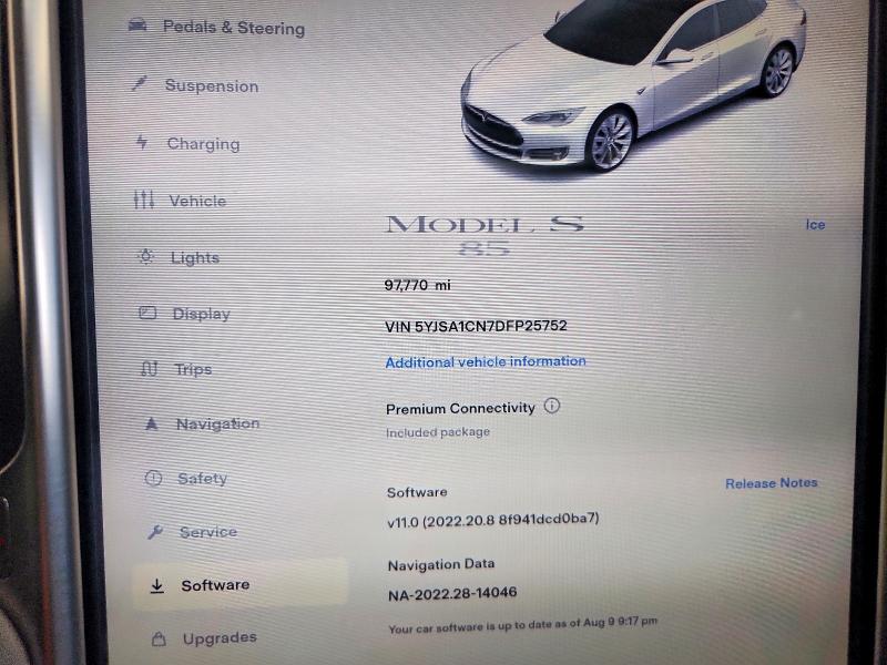 Aukcja sprzedaży 2013 Tesla Model S, vin: 5YJSA1CN7DFP25752, numer aukcji: 78641985