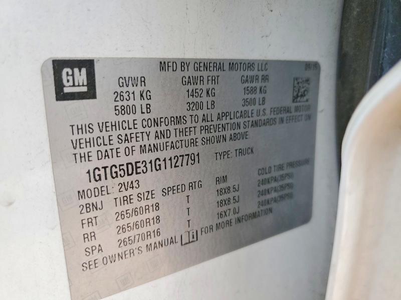 Aukcja sprzedaży 2016 Gmc Canyon, vin: 1GTG5DE31G1127791, numer aukcji: 49567996