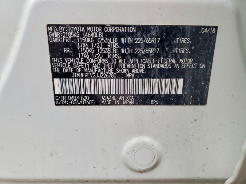 50417596 :رقم المزاد ، JTMBFREV2JJ226780 vin ، 2018 Toyota Rav4 مزاد بيع