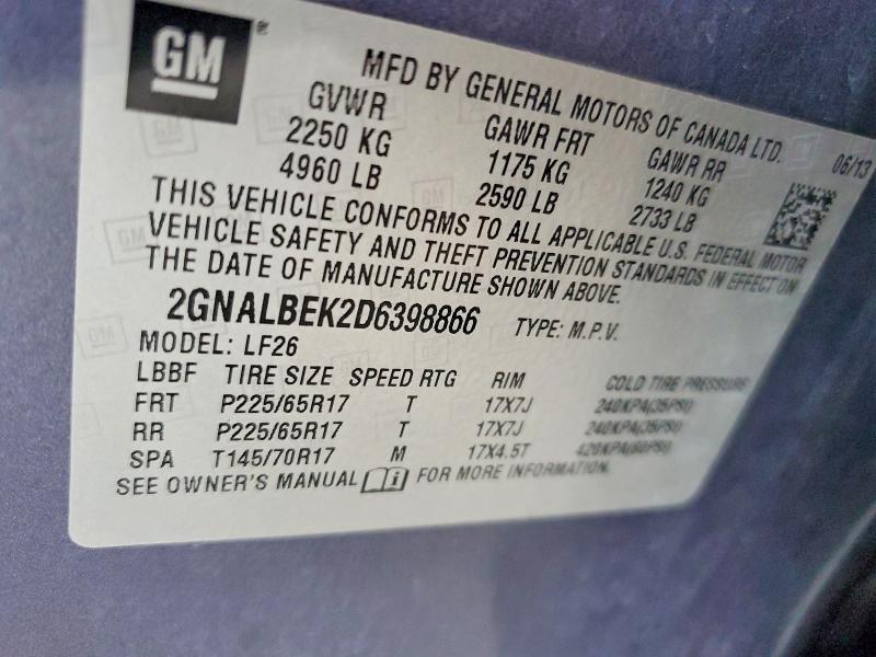 Продажа на аукционе авто 2013 Chevrolet Equinox, vin: 2GNALBEK2D6398866, номер лота: 48880276