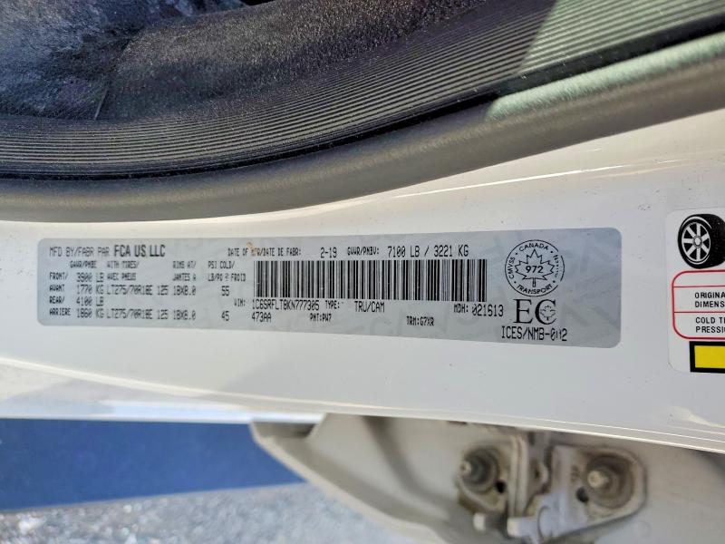Продажа на аукционе авто 2019 Ram 1500, vin: 1C6SRFLT8KN777305, номер лота: 48737666