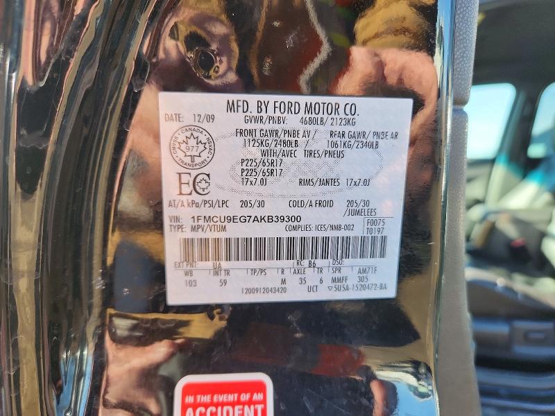 Aukcja sprzedaży 2010 Ford Escape, vin: 1FMCU9EG7AKB39300, numer aukcji: 49491866