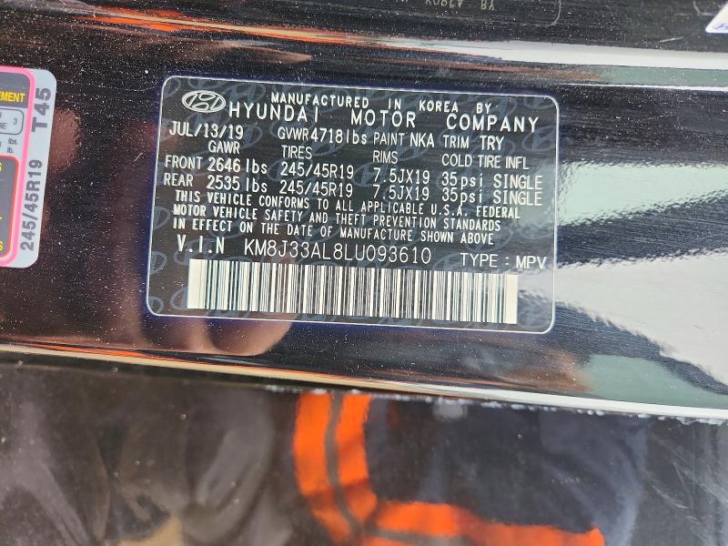 2020 Hyundai Tucson მანქანა იყიდება აუქციონზე, vin: KM8J33AL8LU093610, აუქციონის ნომერი: 50660146