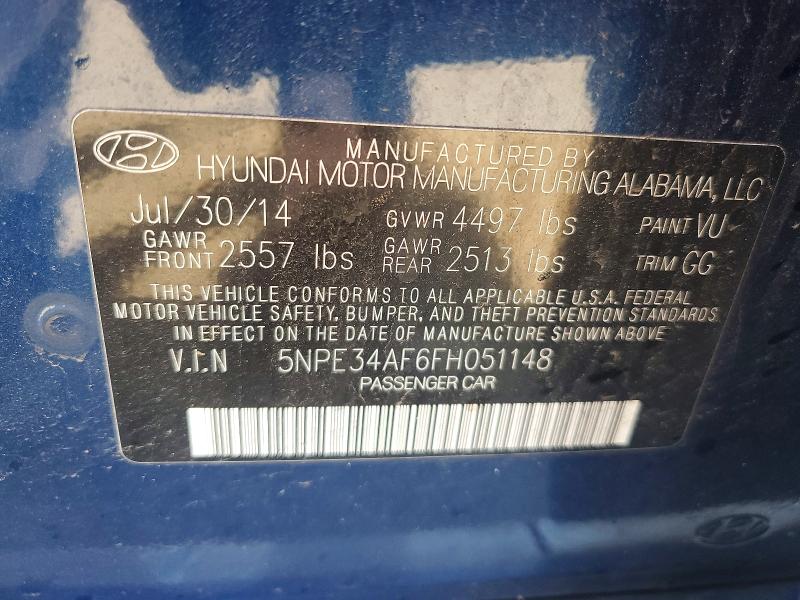 49910176 :رقم المزاد ، 5NPE34AF6FH051148 vin ، 2015 Hyundai Sonata مزاد بيع