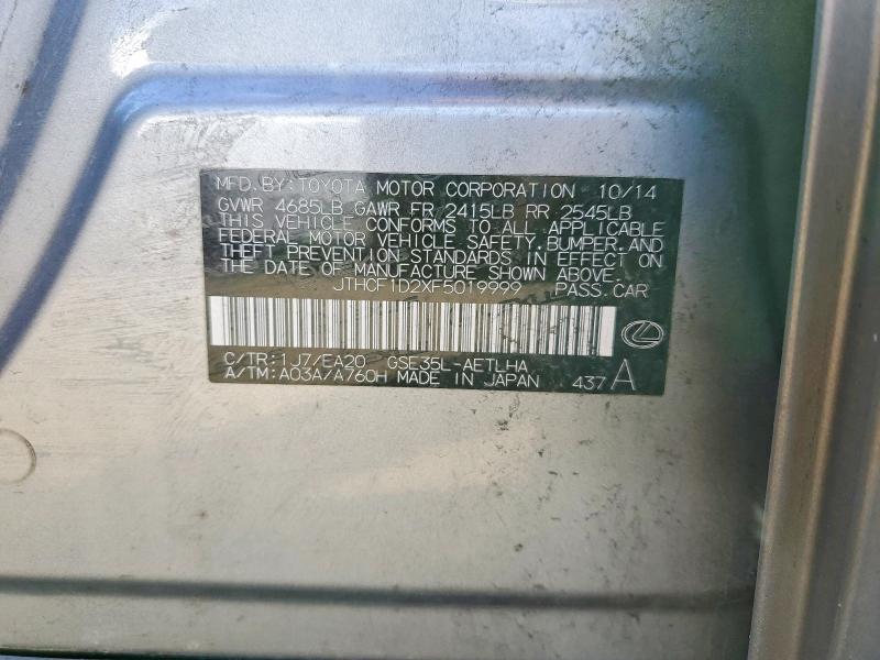 Aukcja sprzedaży 2015 Lexus Is 250, vin: JTHCF1D2XF5019999, numer aukcji: 48752186