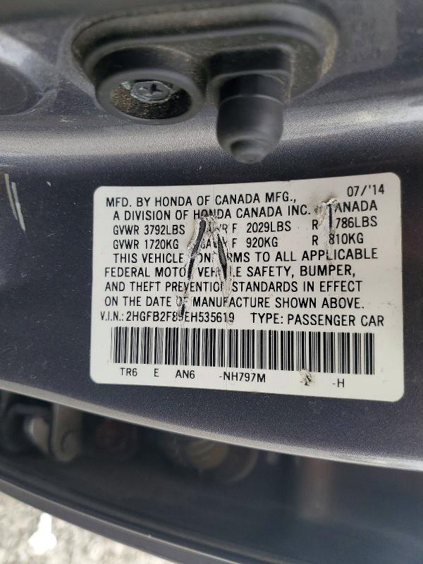 Aukcja sprzedaży 2014 Honda Civic, vin: 2HGFB2F89EH535619, numer aukcji: 51347396