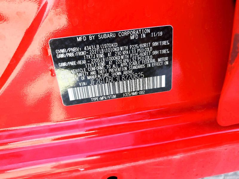 Aukcja sprzedaży 2020 Subaru Crosstrek, vin: JF2GTABC3L8220825, numer aukcji: 49545926