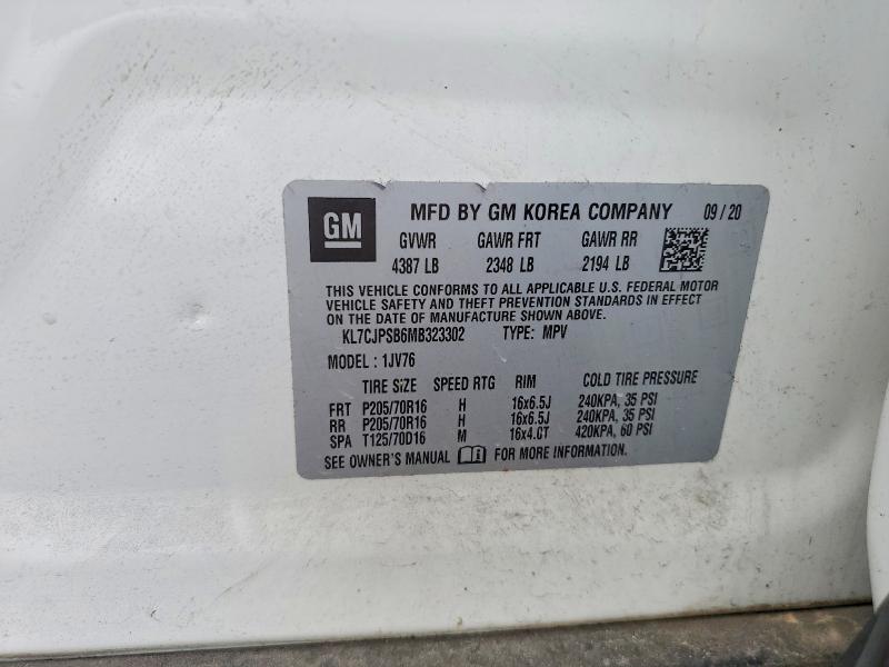 Продажа на аукционе авто 2021 Chevrolet Trax, vin: KL7CJPSB6MB323302, номер лота: 50493866
