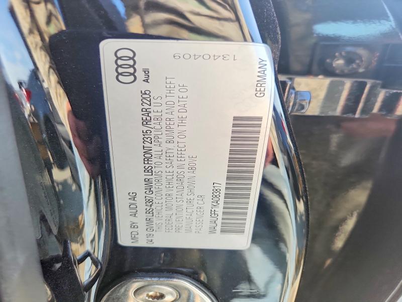Aukcja sprzedaży 2019 Audi A3, vin: WAUAUGFF1KA083817, numer aukcji: 49774016