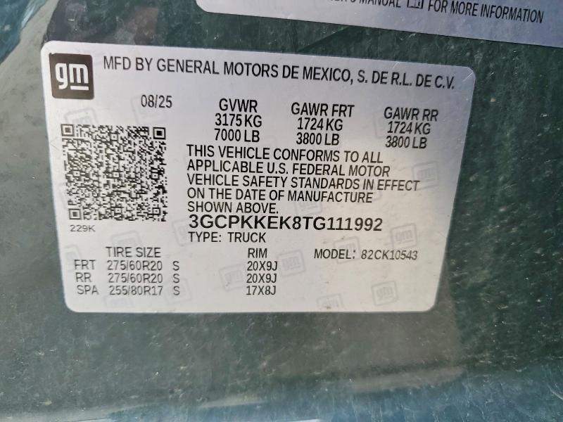 Продажа на аукционе авто 2026 Chevrolet Silverado, vin: 3GCPKKEK8TG111992, номер лота: 49921016