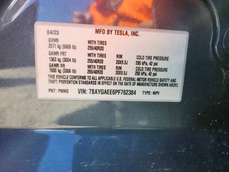 Продажа на аукционе авто 2023 Tesla Model Y, vin: 7SAYGAEE6PF762384, номер лота: 51131716