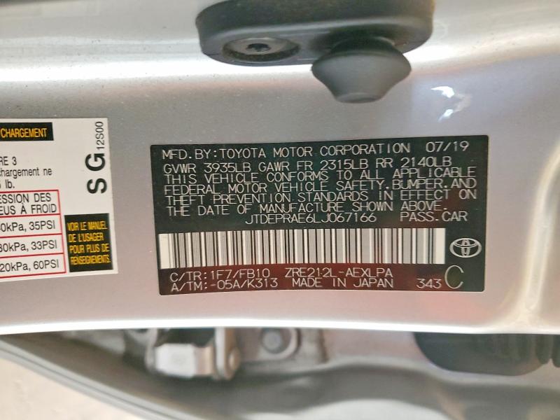 49632076 :رقم المزاد ، JTDEPRAE6LJ067166 vin ، 2020 Toyota Corolla مزاد بيع