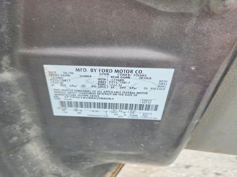 50907746 :رقم المزاد ، 1FTPW14V86KD88083 vin ، 2006 Ford F150 مزاد بيع