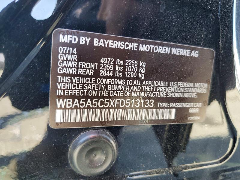 2015 Bmw 528 მანქანა იყიდება აუქციონზე, vin: WBA5A5C5XFD513133, აუქციონის ნომერი: 50156876