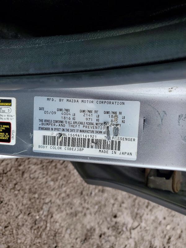 2010 Mazda 3 მანქანა იყიდება აუქციონზე, vin: JM1BL1S69A1161921, აუქციონის ნომერი: 50155516