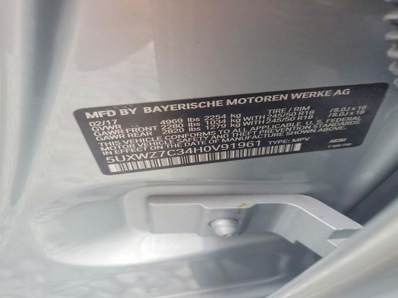 Aukcja sprzedaży 2017 Bmw X3, vin: 5UXWZ7C34H0V91961, numer aukcji: 51081426