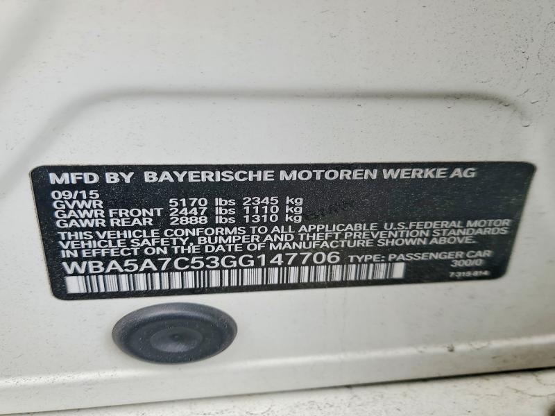 49507676 :رقم المزاد ، WBA5A7C53GG147706 vin ، 2016 Bmw 528 مزاد بيع