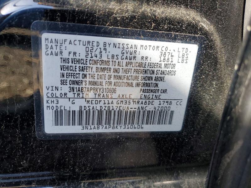Aukcja sprzedaży 2019 Nissan Sentra, vin: 3N1AB7AP8KY310606, numer aukcji: 49321656