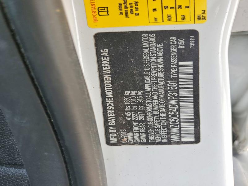 49637516 :رقم المزاد ، WMWZC5C54DWP31601 vin ، 2013 Mini Cooper مزاد بيع