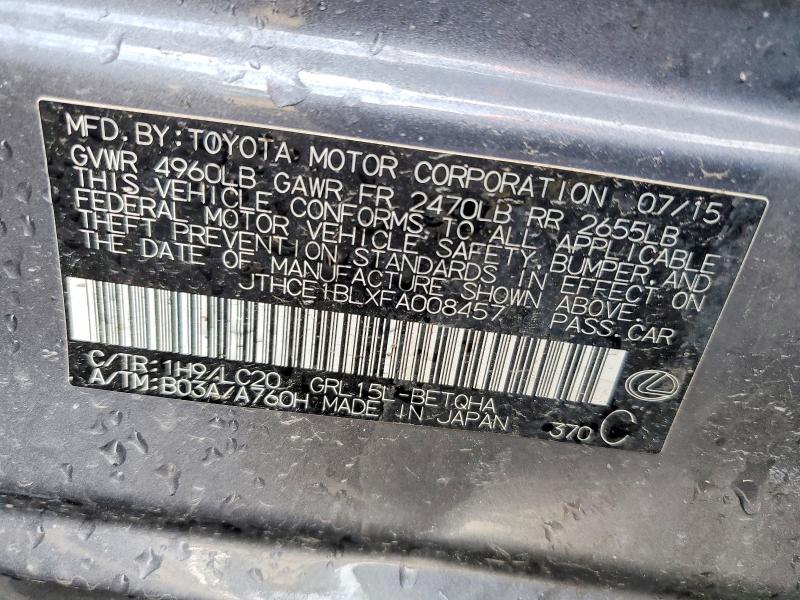 2015 Lexus Gs მანქანა იყიდება აუქციონზე, vin: JTHCE1BLXFA008457, აუქციონის ნომერი: 49863816