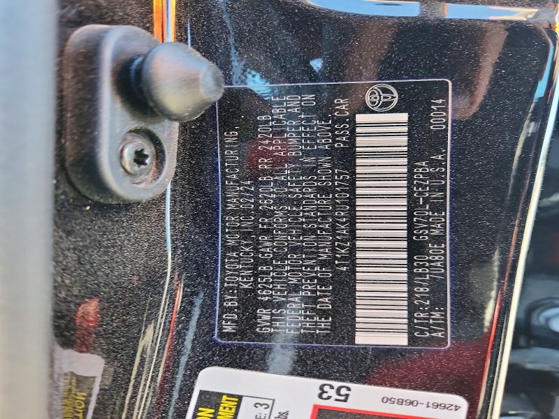 2024 Toyota Camry მანქანა იყიდება აუქციონზე, vin: 4T1KZ1AK4RU101757, აუქციონის ნომერი: 49268416