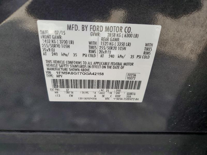 Продаж на аукціоні авто 2016 Ford Explorer, vin: 1FM5K8GT7GGA42158, номер лоту: 51769096