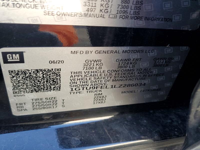 2020 Gmc Sierra მანქანა იყიდება აუქციონზე, vin: 1GTU9FEL1LZ286034, აუქციონის ნომერი: 51214696
