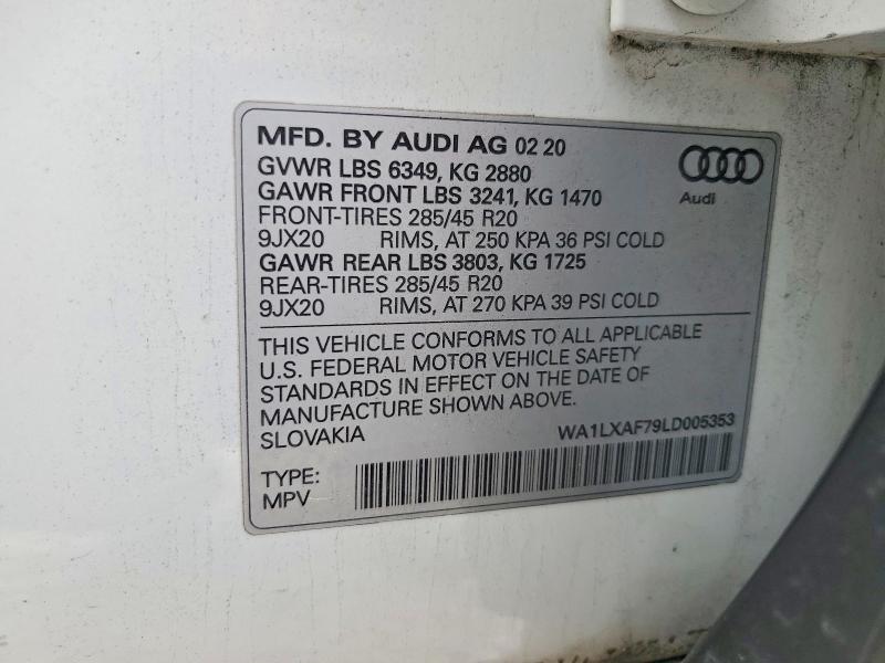 Aukcja sprzedaży 2020 Audi Q7, vin: WA1LXAF79LD005353, numer aukcji: 49893806