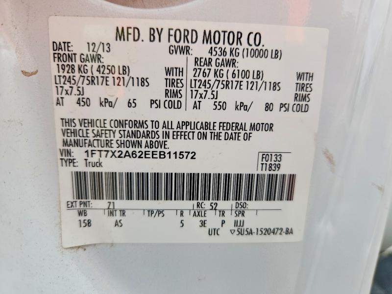 2014 Ford F250 მანქანა იყიდება აუქციონზე, vin: 1FT7X2A62EEB11572, აუქციონის ნომერი: 48735716