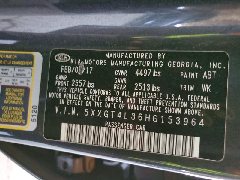 Aukcja sprzedaży 2017 Kia Optima, vin: 5XXGT4L36HG153964, numer aukcji: 49680756