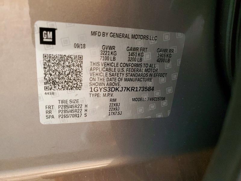 Продажа на аукционе авто 2019 Cadillac Escalade, vin: 1GYS3DKJ7KR173584, номер лота: 50470416