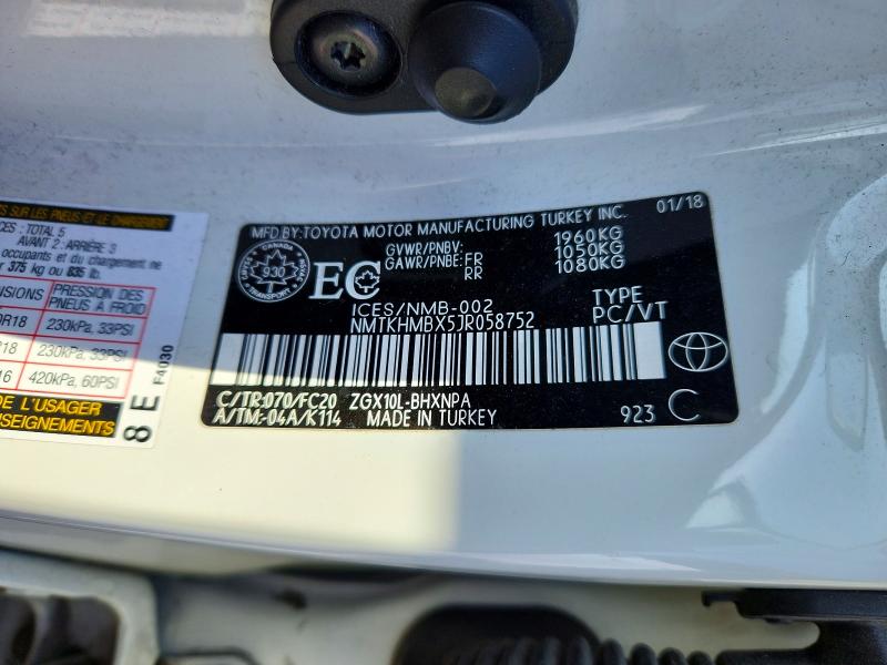 49945856 :رقم المزاد ، NMTKHMBX5JR058752 vin ، 2018 Toyota C-hr مزاد بيع