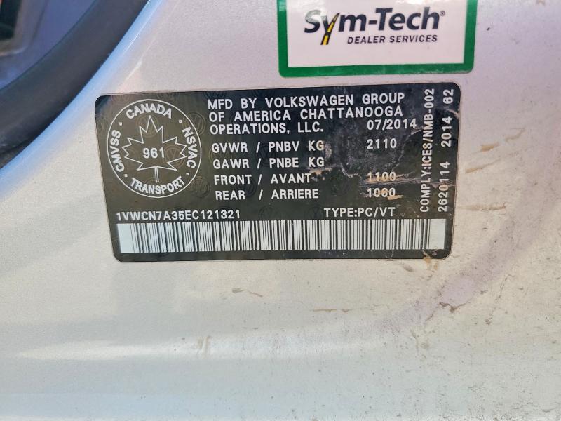 Aukcja sprzedaży 2014 Volkswagen Passat, vin: 1VWCN7A35EC121321, numer aukcji: 50343266