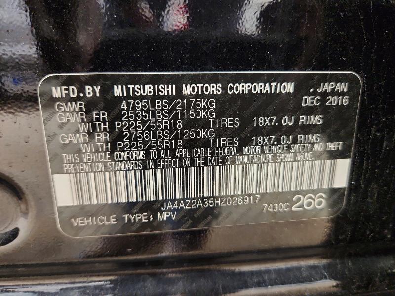 Продаж на аукціоні авто 2017 Mitsubishi Outlander, vin: JA4AZ2A35HZ026917, номер лоту: 50062736