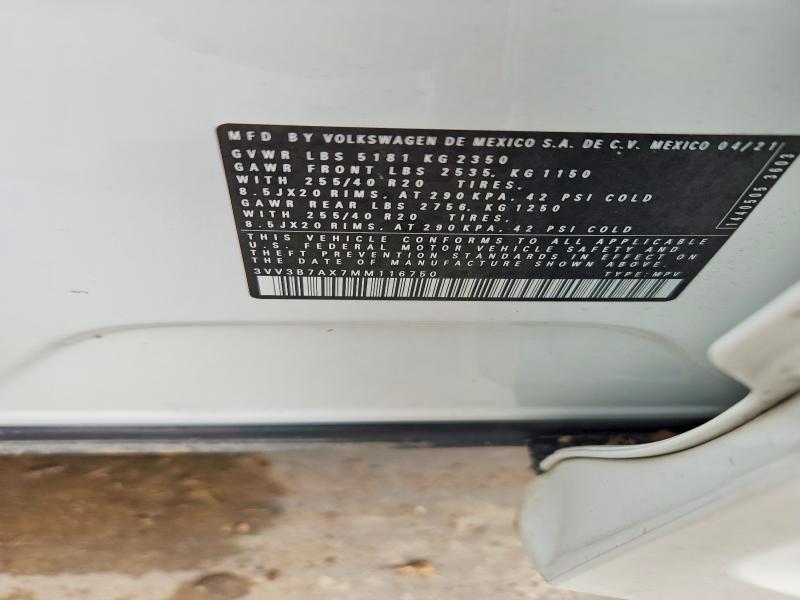 Продажа на аукционе авто 2021 Volkswagen Tiguan, vin: 3VV3B7AX7MM116750, номер лота: 50651976