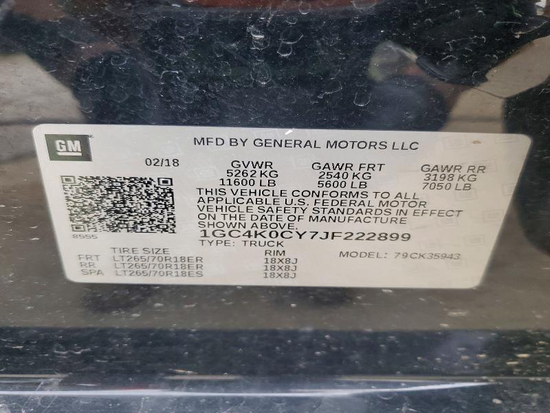 48630926 :رقم المزاد ، 1GC4K0CY7JF222899 vin ، 2018 Chevrolet Silverado مزاد بيع