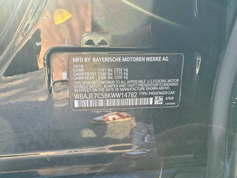 Продаж на аукціоні авто 2019 Bmw 540, vin: WBAJE7C58KWW14782, номер лоту: 50729946