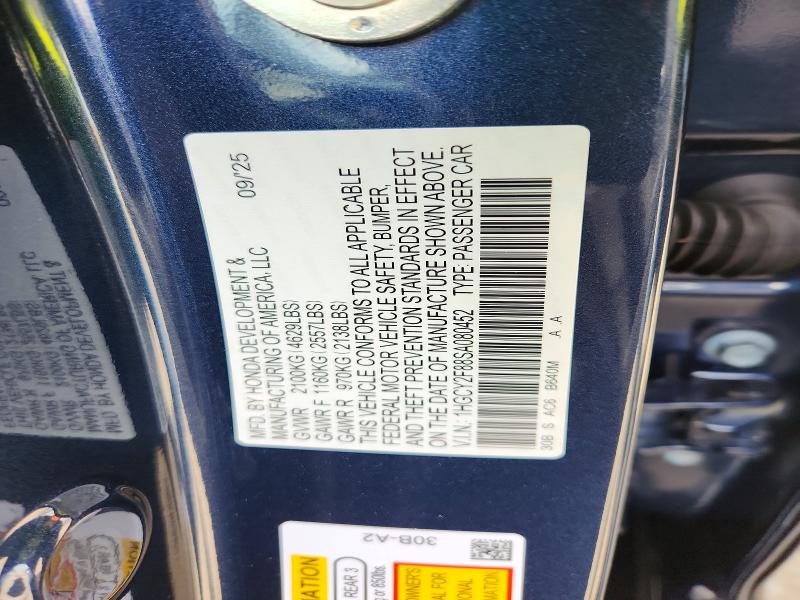 50292746 :رقم المزاد ، 1HGCY2F88SA080452 vin ، 2025 Honda Accord مزاد بيع
