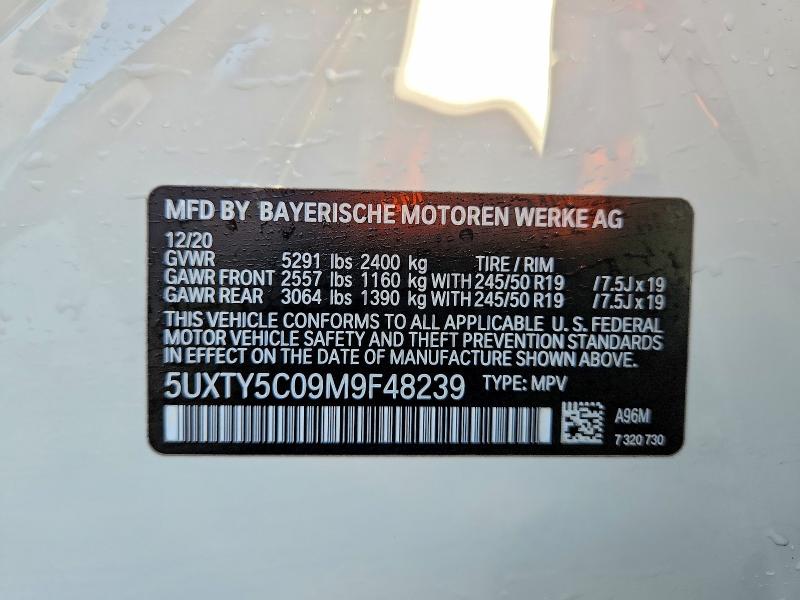 Продаж на аукціоні авто 2021 Bmw X3, vin: 5UXTY5C09M9F48239, номер лоту: 50341336