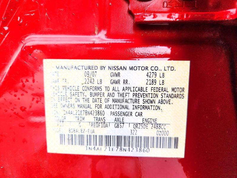 Aukcja sprzedaży 2008 Nissan Altima, vin: 1N4AL21E78N423860, numer aukcji: 48955526