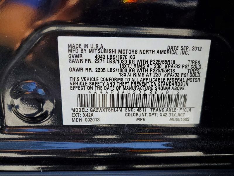 Aukcja sprzedaży 2013 Mitsubishi Outlander Sport, vin: 4A4AP3AU9DE006013, numer aukcji: 50744446