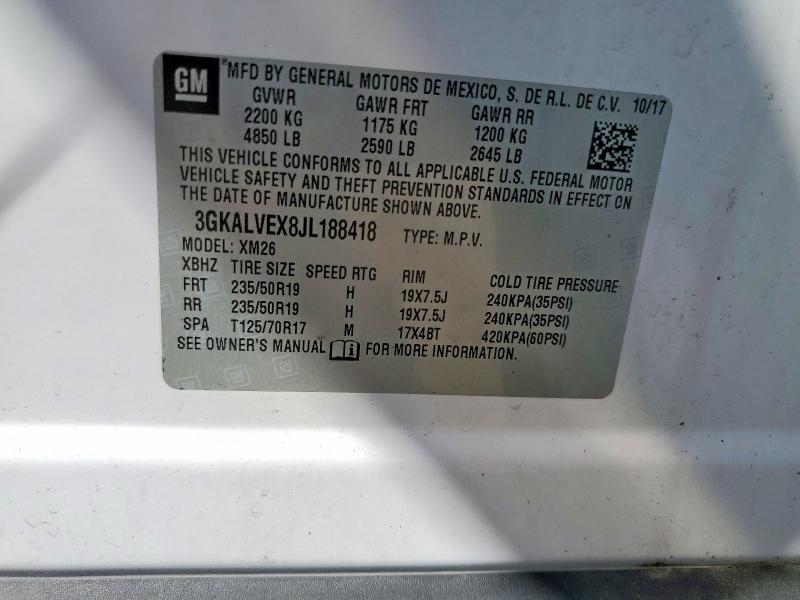 Aukcja sprzedaży 2018 Gmc Terrain, vin: 3GKALVEX8JL188418, numer aukcji: 50991256