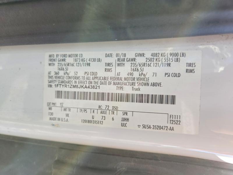 Продаж на аукціоні авто 2018 Ford Transit, vin: 1FTYR1ZM8JKA43821, номер лоту: 49399746