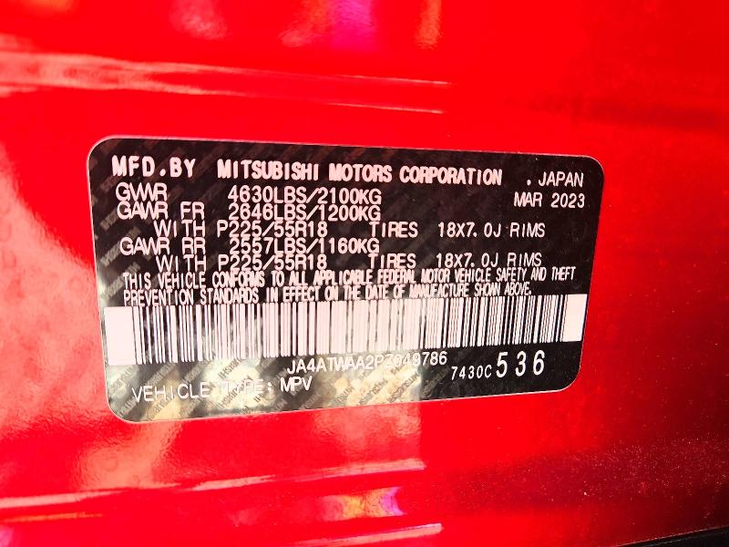 51207186 :رقم المزاد ، JA4ATWAA2PZ049786 vin ، 2023 Mitsubishi Eclipse Cross مزاد بيع